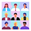 Set of people business faces in teamwork with puzzle Royalty Free Stock Photo