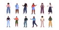 Set people in casual trendy clothes african american men women standing in different poses Royalty Free Stock Photo