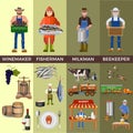 Set of people of different professions
