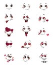 Set of people with emotions. Collection of facial expressions. Vector illustration of eyes and smiles for children. Royalty Free Stock Photo