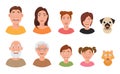 People facial emotions afraid fearful scared windy emotions human faces different expressions vector illustration in Royalty Free Stock Photo