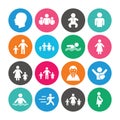 Set of People and Family icons. Swimming pool.