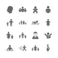 Set of People and Family icons. Swimming pool.