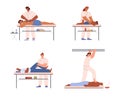 Set of people getting massage flat style, vector illustration Royalty Free Stock Photo
