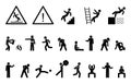 Set people icon, action pictogram black, stick figure human silhouettes.