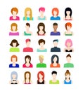 Set of people icons in flat style with faces Royalty Free Stock Photo