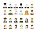 Set of people icons in flat style with faces Royalty Free Stock Photo