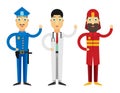 Set of people icons in flat style police fireman doctor Royalty Free Stock Photo