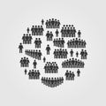 Set of People Icons. Person work group team. People lined up in a circle. Vector illustration. Isolated on white background