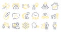 Set of People icons, such as Breathing exercise, Group people, Smile face symbols. Vector