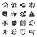 Set of People icons, such as Couple, Smile face, Man love symbols. Vector