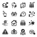 Set of People icons, such as Group people, Sick man, Business statistics symbols. Vector