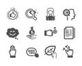 Set of People icons, such as Like hand, Three fingers, Smile chat. Vector