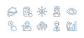 Set of People icons, such as Networking, Restaurant food, Myopia. Vector