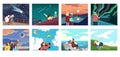 Set of people looking at sky vector illustration. Observation, inspiration and romantic. Scientist with telescope Royalty Free Stock Photo