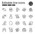 Set of People outline icons. Contains icons as Drag drop, Woman and Payment method elements. For website. Vector