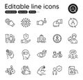 Set of People outline icons. Contains icons as Headhunting, Share and Protection shield elements. For website. Vector
