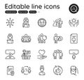 Set of People outline icons. Contains icons as Vaccination, Fingerprint and Face detect elements. For website. Vector Royalty Free Stock Photo