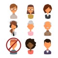 Set of people portrait face icons web avatars flat style vector.