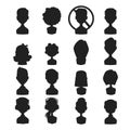 Set of people portrait face icons web avatars silhouette vector.