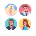 Set people profile avatars beautiful man woman faces male female cartoon characters collection portrait