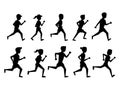 Set of people running icons Royalty Free Stock Photo