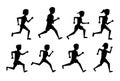 Set of people running icons Royalty Free Stock Photo