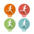 Set of people running round icons Royalty Free Stock Photo