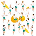 A set of people`s isometrics for vector illustrations, characters in different poses, 3D teenagers, modern girls and guys Royalty Free Stock Photo