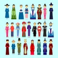 Set Of People In Traditional Asian Clothing, Male And Female National Costumes Collection Concept Royalty Free Stock Photo