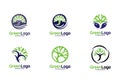 Set of People Tree Logo and Icon Template, Green logo vector Royalty Free Stock Photo