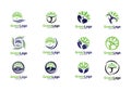 Set of People Tree Logo and Icon Template, Green logo vector Royalty Free Stock Photo