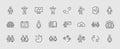 Set of people vector line icons. It contains the symbols of a man, a woman, a family, a toilet, a businessman, a teacher Royalty Free Stock Photo