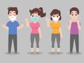 Set of people wearing face mask with different types of face mask for prevent virus