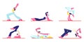 Set of People Workout. Young Athletic Man and Women Wearing Sports Clothing Doing Gymnastic, Fitness and Yoga