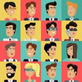 Set of Peoples Faces Vector in Flat Design. Royalty Free Stock Photo