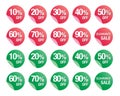 Set of percent discount sign icons, sale symbol, sales vector