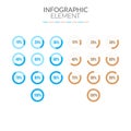 Circle percentage pie chart diagrams infographic from 10% to 100% elements web design user interface Royalty Free Stock Photo