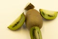 A Set of Perfect Fresh Green Kiwi Fruit Isolated on White Background in Full Depth of Field.