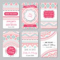 Set of perfect wedding templates with doodles