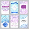 Set of perfect wedding templates with doodles