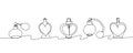 Set of perfume bottles continuous line drawing. One line art of romance, perfume, fragrances, eau de toilette