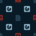 Set Personal information collection, File document and Market analysis on seamless pattern. Vector