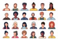 Set of persons, avatars, people heads of different ethnicity and age in flat style. Multi nationality social networks