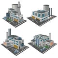 Set of perspective factories