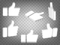 Set of perspective projections 3d model of realistic Like Button Shaped on transparent background.