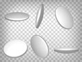 Set of perspective projections 3d pill model icons on transparent background. 3d pilules.