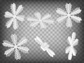 Set of perspective projections 3d Snowflake model icons on transparent background. 3d Snowflake icon