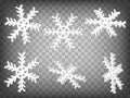 Set of perspective projections 3d Snowflake model icons on transparent background. 3d Snowflake icon