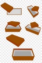 Set 5 Perspective Simple Vector Mockup Brown Shoe Box, at Transparent Effect Background